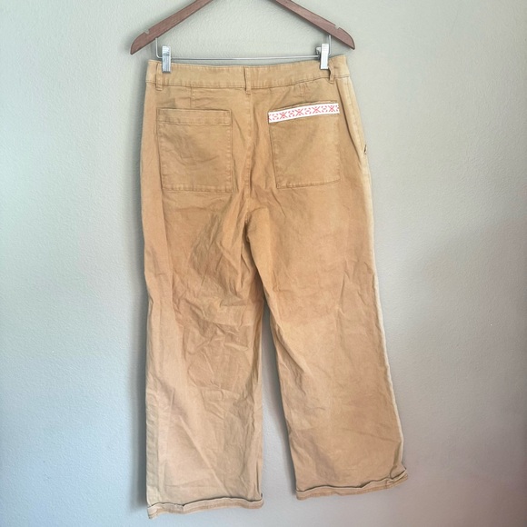 Backcountry Stoic Venture Embroidered Pocket Wide Leg Pants Tan Size 12 - Picture 7 of 8
